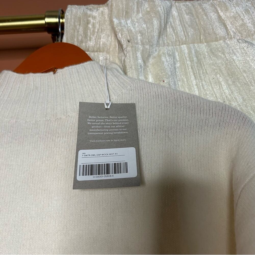 Everlane Good Merino Wool Mockneck Sweater Old Money Cream White NWT Size XS - Picture 3 of 7